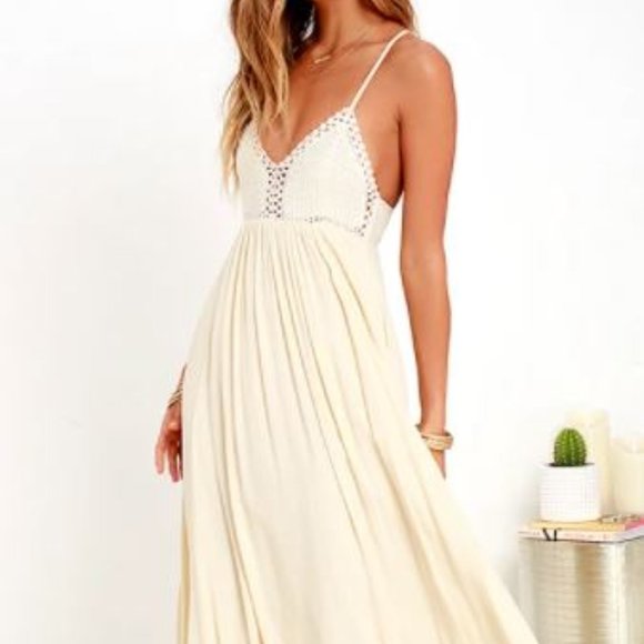 🔆🔆 HP 🔆🔆Lulus Hippie Hippie Chic Cream Maxi Dress - Picture 3 of 13